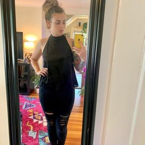 Black halter tank top